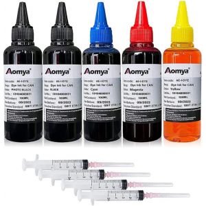 Lot de 5 Cartouches d'encre Rechargeables pour imprimante Jet d'encre Canon PGI-545 PGI-540 PGI-550 CLI-551 PGI-570 CLI-571 PGI-580 PGI-525 PGI-520 CLI-521 avec 4 seringues (PBK+BK+CMY) 500ml - Neuf