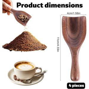 4pcs Cuill&egrave;res &agrave; Caf&eacute; en Bois pour Bocaux,11 x 4 cm Polyvalentes Mesurer le Sel de Bain Cuill&egrave;res &agrave; Soupe Ustensiles de Cuisine pour Bocaux Caf&eacute; - Neuf