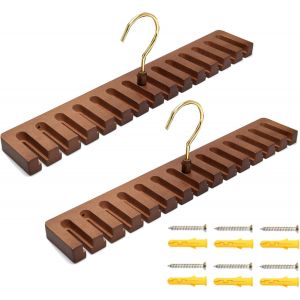 MEVRONISSHOP-Lot de 2 porte-cravates, porte-ceinture, porte-ceinture, pour armoire, en bois, support mural, porte-ceinture, organisateur pour armoire, organisation et rangement (HS, 14GE), FM2024KJ00 - Neuf