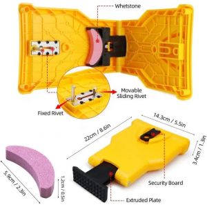 Aff&ucirc;teur de Tron&ccedil;onneuse avec 3 Pierres d'aff&ucirc;tage Aff&ucirc;teuse de Cha&icirc;ne de Tron&ccedil;onneuse pour Guides de 14 &agrave; 20 Pouces (Jaune) - Neuf