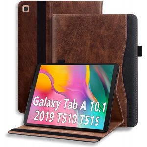 Coque pour Samsung Galaxy Tab A 10.1 2019 (SM-T510/T515) Tablette Housse de Protection ?tui Pencil Holder Support Multi Angles en Cuir PU pour Galaxy Tab A 2019 10.1"" Marron - Neuf