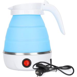 KALANKA-Bouilloire Pliable 0.6L Bouilloire de Voyage Petite Bouilloire Rapide 5 Minutes Bouilloire en Silicone Camping Bouilloire Pliable Electrique pour Ext&eacute;rieur, Camping, Randonn&eacute;e, Survie (Bleu - Neuf
