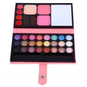 Coffret De Maquillage 33 Couleurs?: Fard A Paupieres, Brillant A Levres, Sourcils, Fond De Teint, Poudre, Blush, Pinceau (Ensemble Portefeuille Rose) - Neuf
