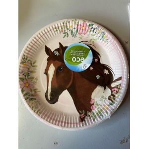 Assiettes Beautiful Horses 8 Pièces, Diamètre 22,8 Cm, Papier, Chevaux, Assiettes En Carton, Assiettes Jetables Pour Fête D'anniversaire D'enfant - Neuf