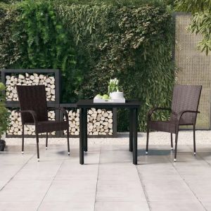 Prolenta Premium - Ensemble &Agrave; Manger De Jardin 3 Pcs Marron Et Noir - Neuf