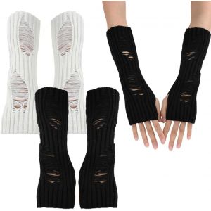 Women Gloves And Mittens 2 Pairs Winter Knitted Gloves For Women Warm Knitted Wrist Knitted Warm Arm Knitted Hand Warmers For Women (Black+White) - Neuf