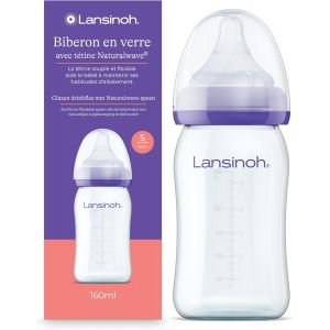 Kalanka-- Biberon Verre Naturalwave&reg; 160 Ml - T&eacute;tine Souple Inspir&eacute;e Du Sein - Favorise La Prise Naturelle - Anti-Colique & Sans Bpa - Compatible Allaitement Mixte - B&eacute;b&eacute; D&egrave;s La Naissance - Neuf