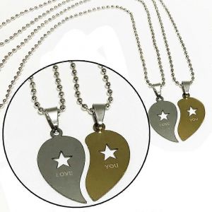 2 Pcs (Chaîne De Couple) / Ensemble Hommes Femmes Couple Chaîne / Collier Pendentif Couple / Collier De Mode Avec Pendentif - Neuf