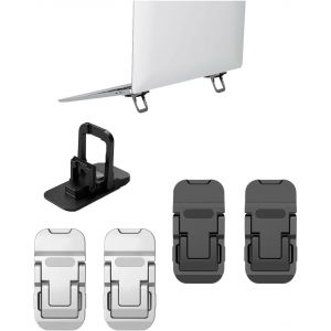 4 Pi&egrave;ce Rehausseurs De Clavier Portables Auto-Adh&eacute;sifs Pour Ordinateur Portable Support Portable Ergonomique En Abs Support De Tablette Pliable Pour Clavier(Noir + Argent) - Neuf