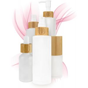 KAL-Bocaux En Verre Et Bouteilles De Pipette De Qualité Supérieure Avec Couvercle En Bambou, Pour Des Cosmétiques Naturels Durables À Faire Soi-Même, Avec Emballage Cadeau, Support De Voyage - Neuf