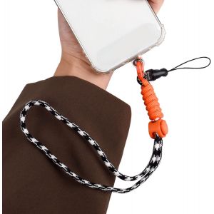 CHECARZHN--NO1-Compatible Avec Cordon Téléphone Portable Universelle Lanière De Poignet Portable Réglable Anti-Perte Dragonnes De Téléphone Lanière Compatible Avec Tous Les Smartphones-Noir Orange - Neuf