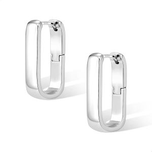 Kal-Boucles D'oreilles Créoles Carrées En Argent 925 Pour Femme - Hypoallergéniques - Petites Boucles D'oreilles Épaisses - Larges Créoles Huggie Pour Femme Et Fille - Neuf