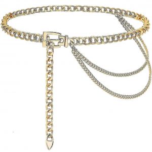Ceinture Cha&icirc;ne Pour Femmes Filles M&eacute;tal Dor&eacute; Taille Cha&icirc;ne Multicouche Chunky Cha&icirc;ne Ceinture Pour Robe - Neuf