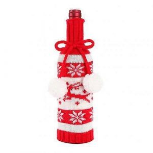 2pcs Tricot Elk Flocon De Neige, Arbre De Mod&egrave;le De Bouteille De Vin De Couverture De D&eacute;coration De No&euml;l Pendentif Vinoteca Bouteille De Bi&egrave;re Cas Cecotec Bouteille De Vin Sac - Neuf