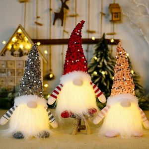 3 Pi&egrave;ces Lumineux De Santa Claus, En Peluche P&egrave;re No&euml;l Farceur, Santa Claus D&eacute;coration De Gnome, Mini De No&euml;l - Neuf