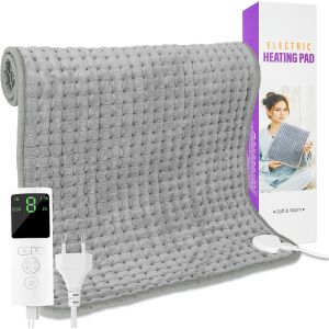 JGD-Coussin Chauffant, 84 x 43 cm Couverture Chauffante avec arr&ecirc;t Automatique et 9 Niveaux de Temp&eacute;rature avec 4 Types de Minuterie, Super Moelleuse Tapis Chauffant pour Dos,Cou,&Eacute;paules,Abdomen - Neuf