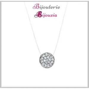 Collier - Zirconium - Argent Massif 925 - Pendentif Cercle - 42 Cm - Bijoux Femme - Neuf