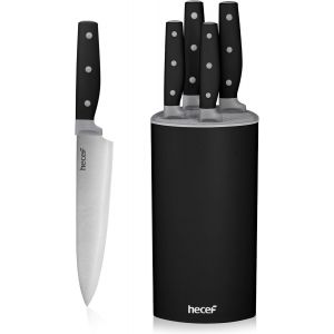 Mevronisshop-Couteau Cuisine, 6 Pi&egrave;ces Set Couteau Cuisine En Acier Inoxydable Avec Poign&eacute;e &Agrave; Triple Rivets, Set De Couteaux De Cuisine Avec Bloc De Couteaux Universel Pour La Maison Et La Cuisine (N - Neuf