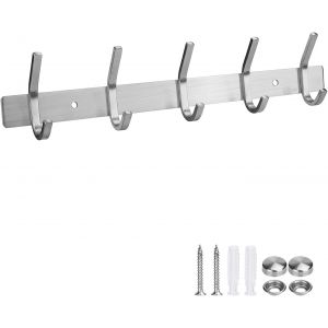 Eryi-Crochet Mural Patères Porte Manteaux En Acier Inoxydable Avec 5 Crochets Pour Chambres, Salles De Bains, Cuisines - Neuf