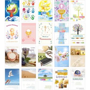 CHECARZHN--NO1-Lot De 20 Cartes De Communion, Avec Enveloppe, Cartes De V?ux Pour Communion, Cartes Pliantes Avec Enveloppe, (Sw02) - Neuf