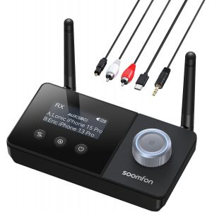 Emetteur Recepteur Bluetooth 5.3, 3 En 1 Adaptateur Bluetooth Tv, Transmetteur Audio Bluetooth Double Connexion Longue Portée 30 M, Emetteur Bluetooth Pour Tv/Casques/Systèmes Audio Etc - Neuf