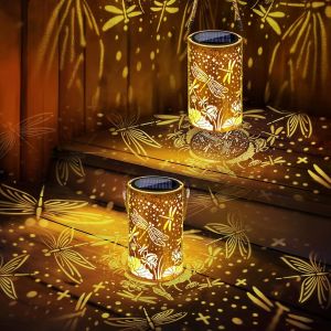 Lot De 2 Lampes Solaires Pour Extérieur De Jardin - En Métal - En Forme De Libellule - Étanche Ip65 - Décoration De Jardin Pour Balcon, Patio, Arbre, Terrasse, Cadeau Pour Femme Et Maman - Neuf