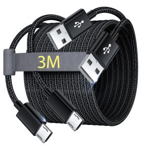 Câble De Charge Pour Manette De Ps4 De 3 M, Câble Micro Usb Pour Xbox One S/X Slim Elite, Câble De Charge Ps4, Câble De Données Pour Manette De Jeux Sans Fil Dualshock 4 Pour Console De Jeux Sans Fil - Neuf
