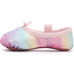 Utigh-Chaussures De Ballet Pour Fille - Paillettes - Chaussures De Danse - En Cuir - Semelle Complète - Pour Enfants Et Tout-Petits - Pour La Danse, La Performance, La Gymnastique - Neuf