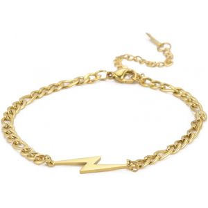 Éclat Bracelet Minimaliste Géométrique Pendentif Collier Zig Zag Éclair Pendentif Charme Bracelet Pour Unisexe Plat Cubain Chaîne - Neuf