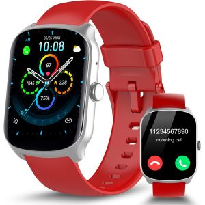 Montre Connect&eacute;e Femme Homme avec Appel Bluetooth, 1.95""HD Ecran Incurv&eacute; Smartwatch Podometre/Sommeil/Cardiofrequencemetr, Montre Sport avec 110+ Modes Sportifs, Montre Intelligente &Eacute;tanche IP68 Rouge - Neuf