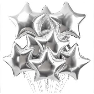 MEVRONISSHOP-Ballon &Eacute;toile Argent 20 pcs, Baudruche en Forme d'&eacute;toile, Ballons de Fleuret, Ballon Helium &Eacute;toile pour Anniversaire, Mariage, Saint Valentin, D&eacute;coration de f&ecirc;te de No&euml;l - Neuf