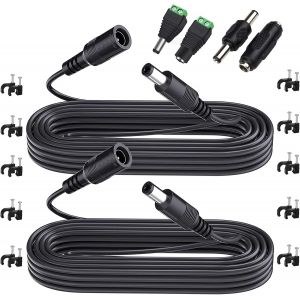 2 Pièces 3 Mètres Rallonge Cordon d'alimentation DC 2,1mm x 5,5 mm Mâle à Femelle Connecteur pour Adaptateur Secteur, LED, CCTV Camera Power, Voiture, Moniteurs, et Plus - Noir - Neuf