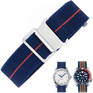 Eryi-Bracelet De Montre Élastique Nylon Style Marine Nationale Parachute Bracelet Montre En Tissu Remplacement Avec Crochet Boucle Noir/Argenté Homme Femme,18/20/22mm - Neuf