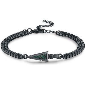 Cmjaagur-Bracelet C Ique En Argent Sterling 925 Avec Pointe De Flèche Noire Pour Homme Et Femme Adolescent Un Xe Anniversaire 7 + 2 Pouces Chaîne En Acier Inoxydable, Mittelgroße, Argent Ste[M964] - Neuf