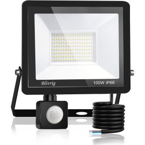 Dgbcz-Projecteur Led Exterieur Detecteur De Mouvement 100w Blanc Froid 6500k, 10000lm Mur Spot Led Extérieur Avec Capteur, Pir Phare Puissant, Ip66 Lampe De Sécurité, Pour Jardin Terrasse Garage - Neuf