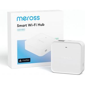 Meross Smart Hub Matter MSH450 | Alarme 110 dB & Port Ethernet | Prend en Charge D&eacute;tecteur Fum&eacute;e, Capteurs (Porte/Fen&ecirc;tre, Fuite Eau, Temp/Humidit&eacute;) - Compatible avec Apple Home, Alexa et Google Home - Neuf