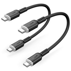 KAL-C&acirc;ble USB C vers USB C en Silicone, 2 x 0.3M 100W 5A C&acirc;ble USB C Charge Rapide de charge compatible avec iPhone 15 Pro Max, Galaxy S24, P20 P30, MacBook Pro 2020, iPad Pro, iPad Air-Noir - Neuf