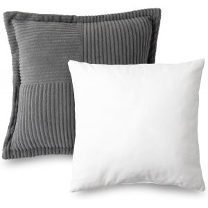 Cauc-Lot De 2 Coussins De Canap&eacute;, En Velours C&ocirc;tel&eacute;, 40 X 40 Cm, Avec Rembourrage Et Housse, Doux Et D&eacute;coratifs, Pour Lit Et Canap&eacute;, Salon, Chambre &Agrave; Coucher Et Balcon, Gris Moelleux, Avec Fermeture - Neuf