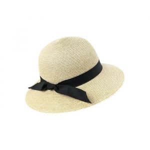 Chapeau De Paille Femme &Agrave; Large Bord Pliable - Chapeau D'&eacute;t&eacute; Protection Solaire Uv Ajustable 57-59cm - Respirant Pour Plage Beige - Neuf