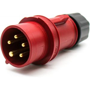 Fiche Mâle Industrielle 32A|3 Pôles+Neutre+Terre|380V|Etanche IP44|Prise Electrique pour Rallonge Electrique,Camping Car Accessoires|Pour Usage Intérieur et Exterieur - Neuf