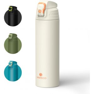 Tianyi-Bouteille Isotherme Verrouillable En Acier Inoxydable 1 L Sans Bpa Avec Sac De Transport - Passe Au Lave-Vaisselle - Pour Les Voyages, Le Camping - Gris - Neuf