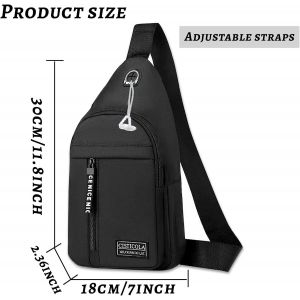 Cauc-Sac &Agrave; Bandouli&egrave;re Oxford Pour Homme Avec Bandouli&egrave;re R&eacute;glable, Fermeture &Eacute;clair Avec Trou Pour &Eacute;couteurs Pour Voyage, Randonn&eacute;e, Sport - Neuf