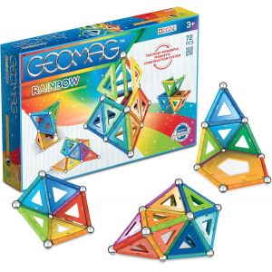 KALANKA-- Rainbow - 72 Pièces - Jeu de Construction Magnétiques pour Enfants Dès 3 Ans - Fabrication Suisse - Blocs Construction avec 24 Tiges, 24 Billes, 24 Tiles - Jeux 3D Aimanté - STEM - Neuf