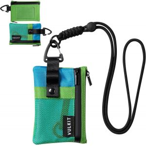 CAUC-Petit Portefeuille Minimaliste avec fen&ecirc;tre d'identit&eacute;, Porte-Cartes avec Blocage RFID, r&eacute;sistant &agrave; l'eau, Fermeture &eacute;clair, &eacute;tui pour Cartes d'identit&eacute; (Vert-Bleu) - Neuf