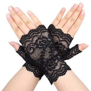 Court Noir Dentelle Mitaines Pour Femmes Des Années 1920 De Style De La Mascarade De Mariage De Partie De Thé Cosplay - Neuf