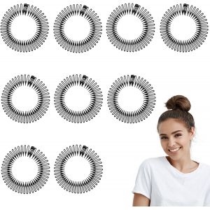 Lot De 9 Peignes Circulaires Extensibles En Plastique Flexible Pour Femmes Et Filles (Noir) - Neuf