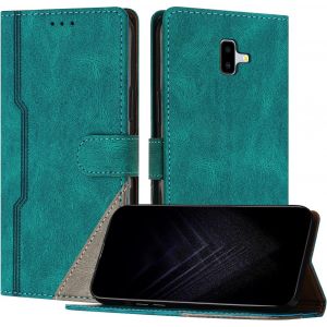 KAL-&Eacute;tui Pour Samsung Galaxy J6 Plus 2018, Housse En Cuir Pu Avec [Protection Antichoc Tpu] [Fonction Support] [Porte-Cartes ] Antichoc Magn&eacute;tique Coque Pour Galaxy J6 Plus 2018 - Vert - Neuf