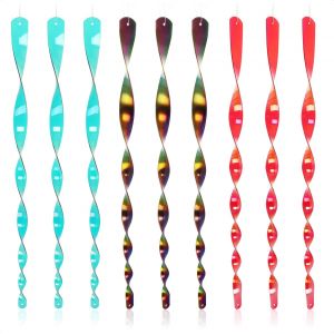 KALANKA-COM-FOUR® 9X pendentifs Anti-Oiseaux - Spirales Anti-Oiseaux - Carillon éolien réfléchissant - épouvantail à accrocher Contre Les Corbeaux, Corbeaux, étourneaux, choucas (9 pièces - Rouge/Ver - Neuf