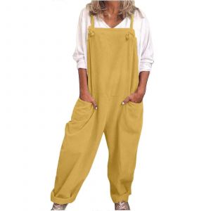 Femmes Salopette Casual Lâche Salopette Barboteuse Baggy Combishort Coton Et Lin Combinaison-Yvan - Neuf