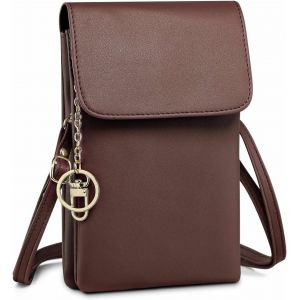 RFCBC-Sac à épaule pour Femme Petit Sac pour téléphone Portable Sac à épaule pour téléphone avec Portefeuille à Suspendre Sac en Cuir PU pour Femme Marron Sac pour Téléphone avec Sangle Réglable - Neuf